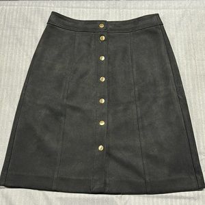 Loft black suede gold button down skirt size 8P